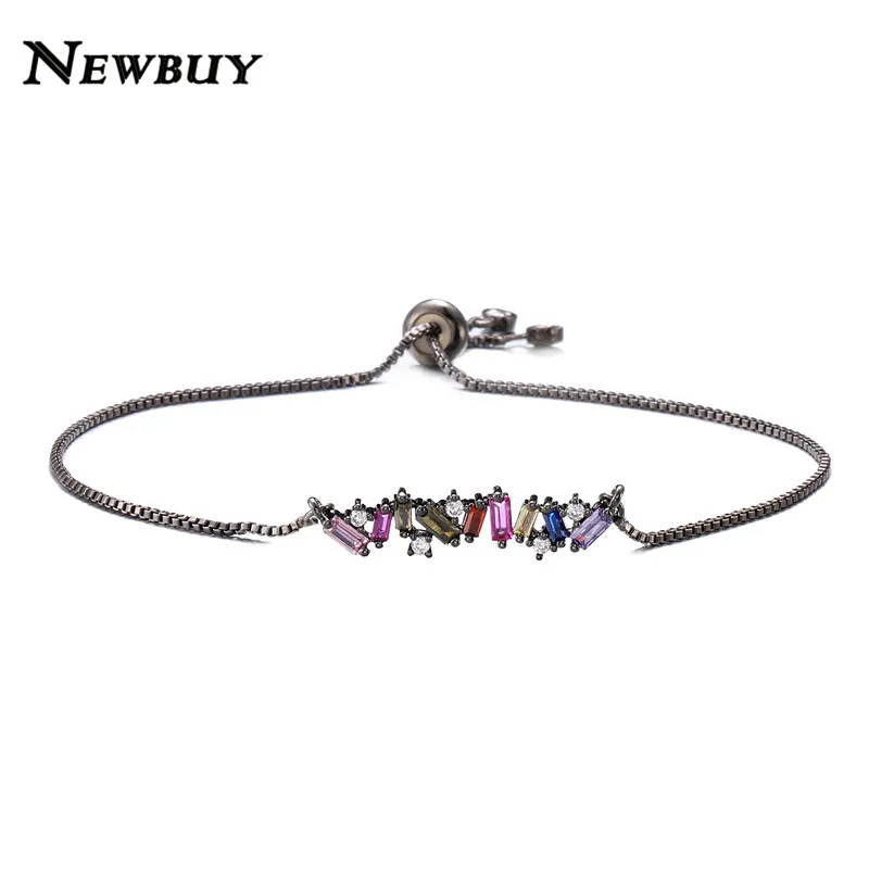 Женские Геометрические браслеты с кристаллами и цвета радуги NEWBUY вечерние