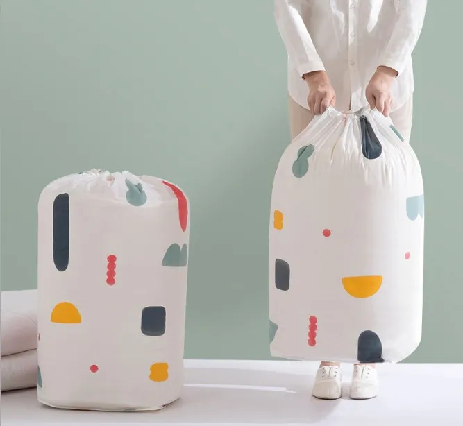 

Large cotton cylinder is stored Bag Storage Organizer Border Foldable Extra Compressed travel Saving Space Bags organizador