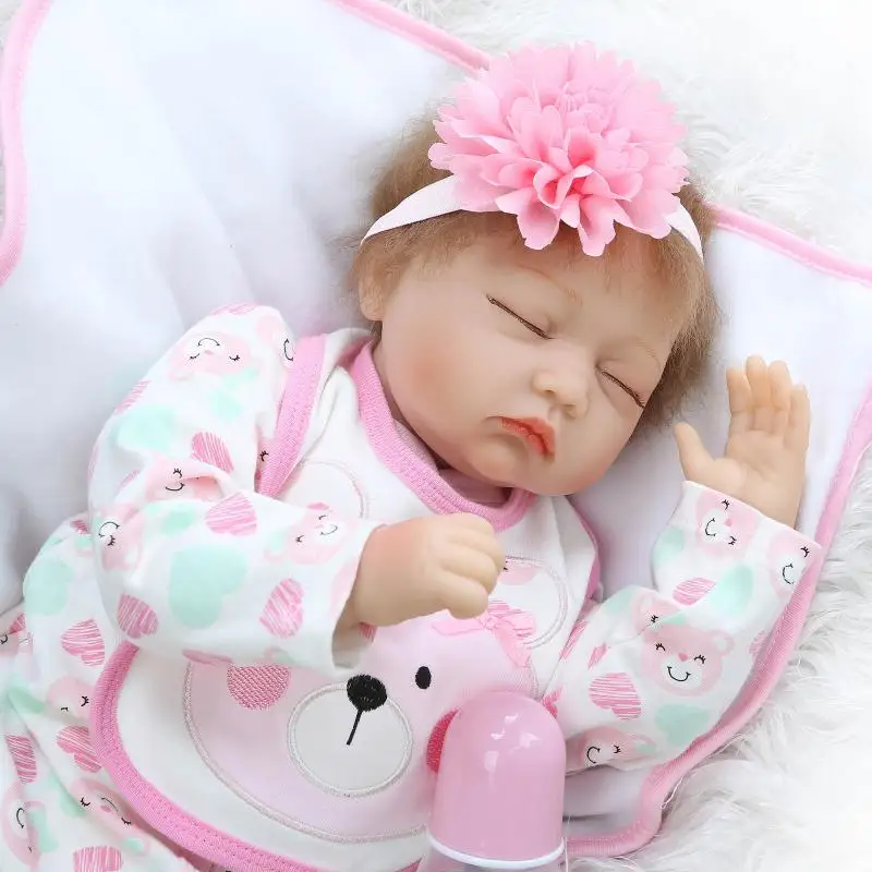 22Inch Reborn Babies Doll Sleeping Silicone Lifelike Bonecas Baby Reborn realistic magnetic pacifier bjd doll reborn girls toys