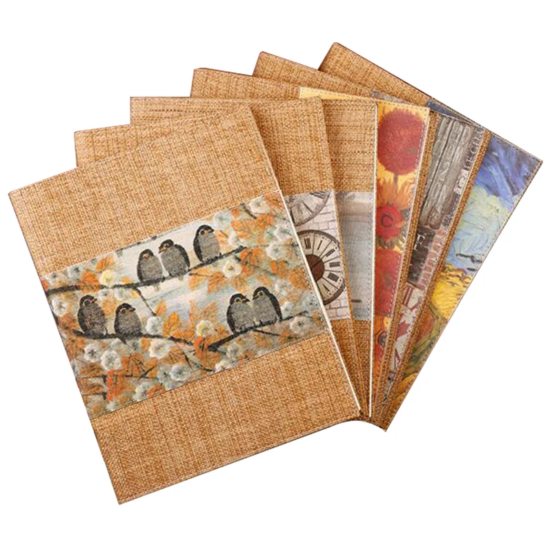 

A4 Cotton Fabric Cover Vintage Thick Paper Spiral Notebook SketchBook Drawing Journals Agenda Planner School Office Stationery