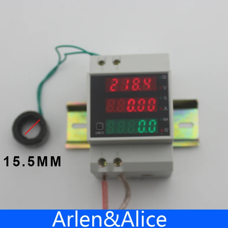 Din рейка светодиодный Вольтметр Амперметр AC 80 300 В 0 100 0a дисплей активная мощность