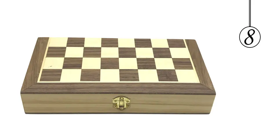 Easytoday Wooden Chess Games Set Magnetic Folding Chessboard Solid Wood Chess Pieces Entertainment Games Friend Gift (8)