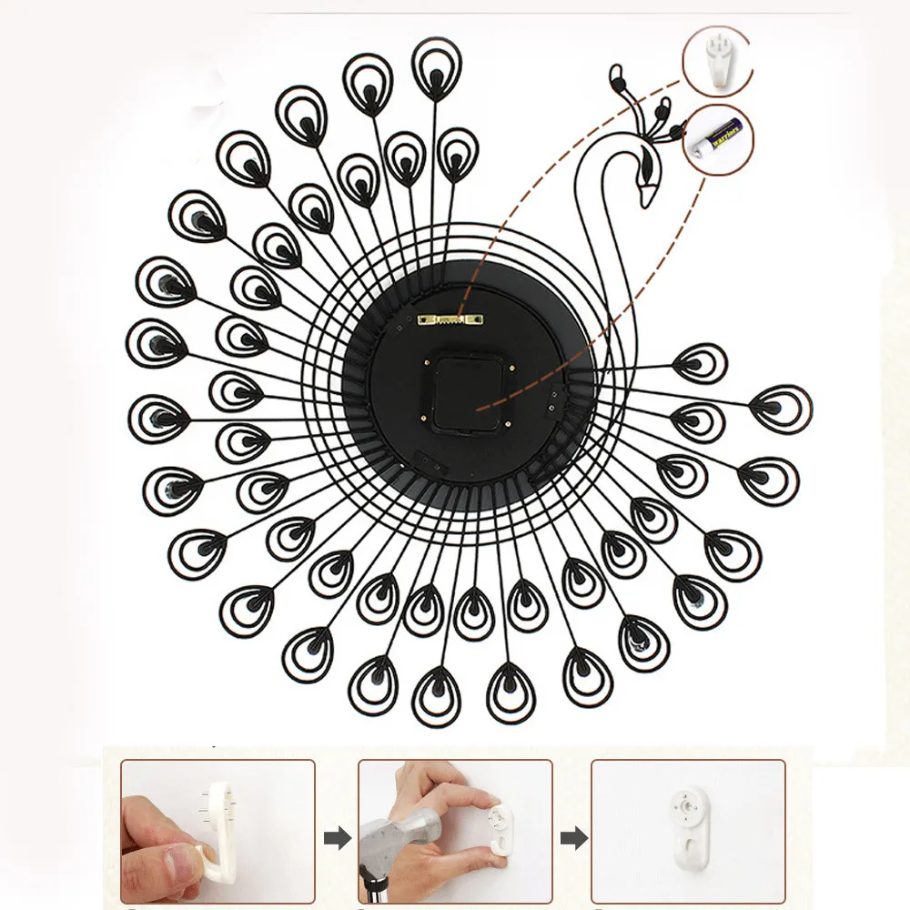 

Best Selling 2019 Products Vintage Style Peacock Antique Wall Clock for Home Kitchen Office Clock Alarm DIY Alarm Clock Digital