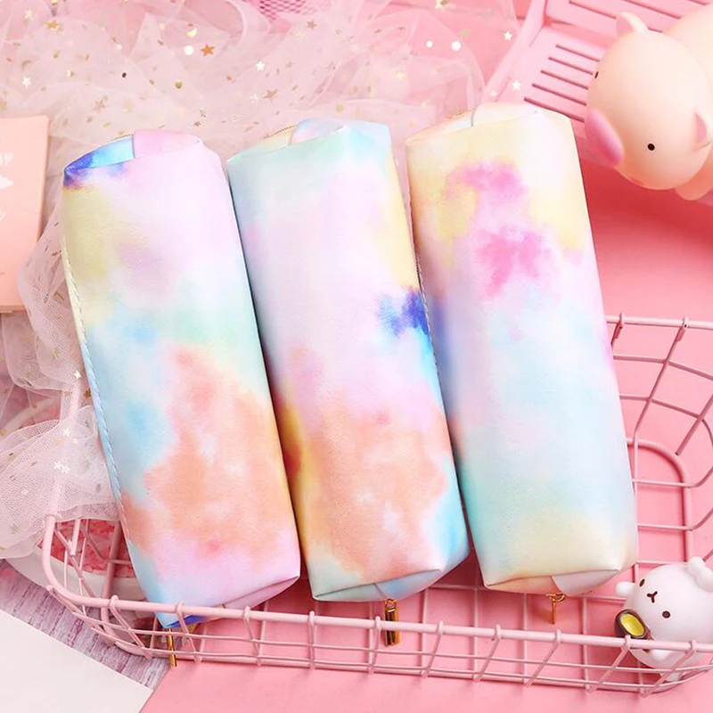 

Colorful Pencil case for girls kawaii PU waterproof Cosmetic bag stationery pen pouch material escolar school supplies gift