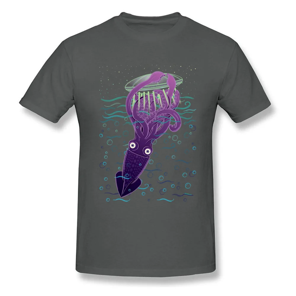 2018 Discount Men's T Shirt Giant Squid Vs. UFO Summer Tops Shirt 100% Cotton Fabric Short Sleeve Print T Shirt O Neck Giant Squid Vs. UFO carbon