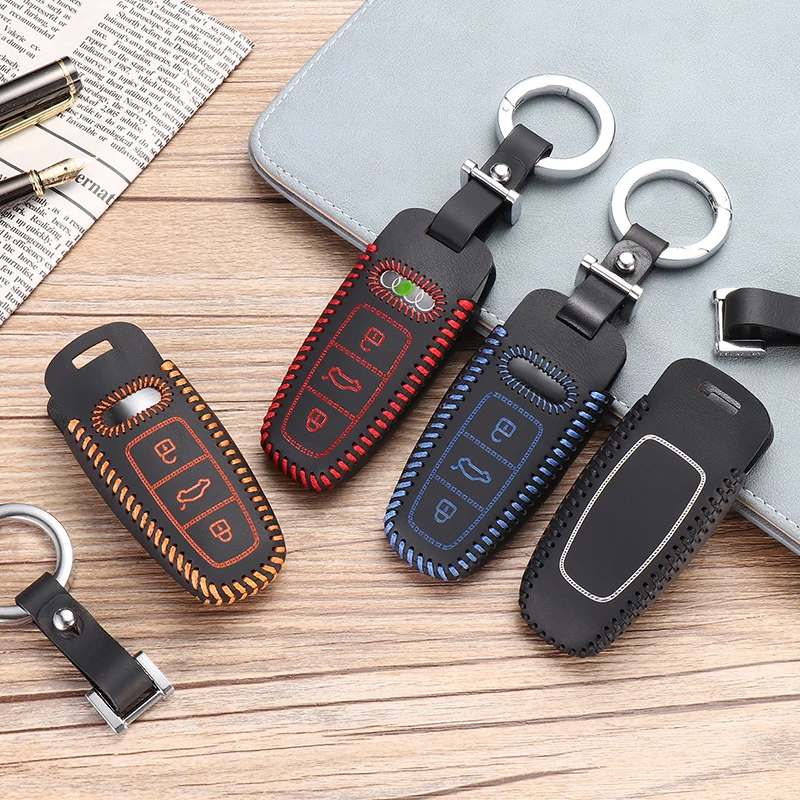 

luckeasy key cover for audi A6L A7 A8 Q8 2018 2019 Car Key bag/case wallet holder key2y