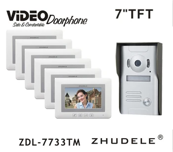 

ZHUDELE New Arriva Doorbell Intercom System 7" Video Door Phone Touch button Kits Night Vision 700TVL HD Home House Security 1V6