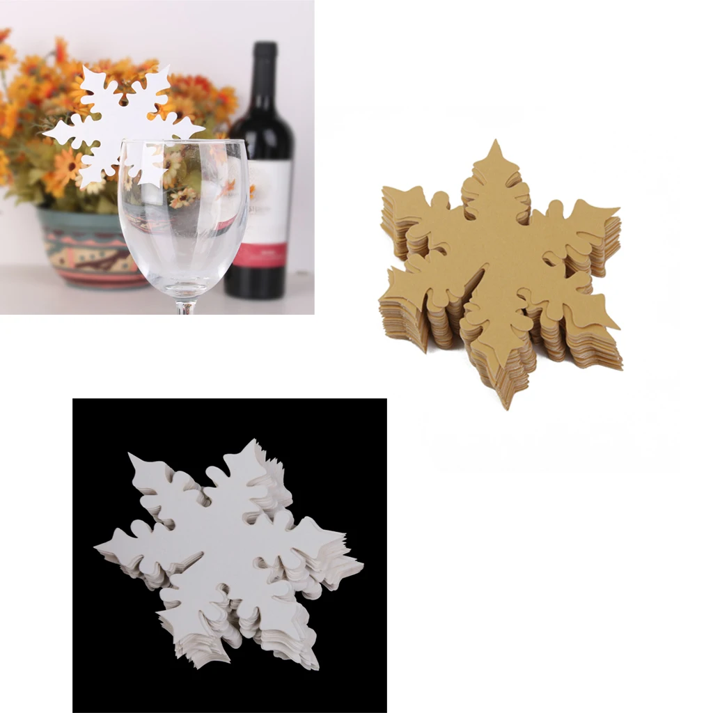 New 50pcs Snowflake Wine Table Glass Table Place Cards Xmas Wedding Beach Party Decor Favor Christmas Decoration Accessories