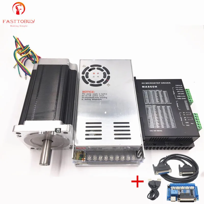 New 1 Axis Nema 34 Stepper Motor Dual Shaft 928oz in CNC Stepper Kit