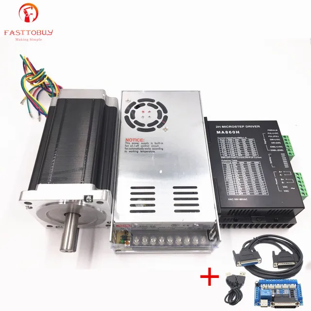 New 1 Axis Nema 34 Stepper Motor Dual Shaft 928oz in CNC Stepper Kit