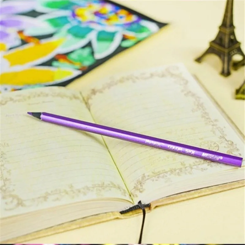 Metallic Non-toxic Drawing Pencils Sketching Finest Wax Crayon Colors Pastel New