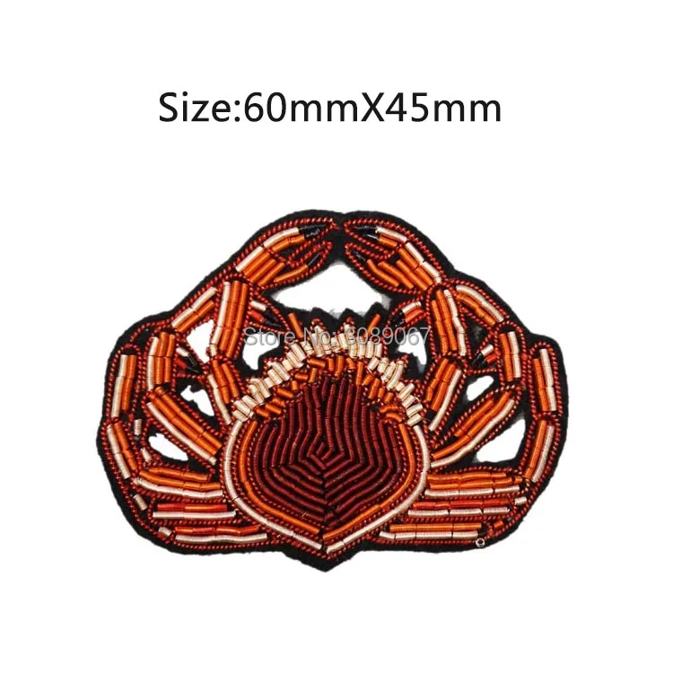 2017 New High quality 3D HAND EMBROIDERED Crab PIN Jewelry Patches Badge France BULLION WIRED BLAZER BROOCHES | Дом и сад
