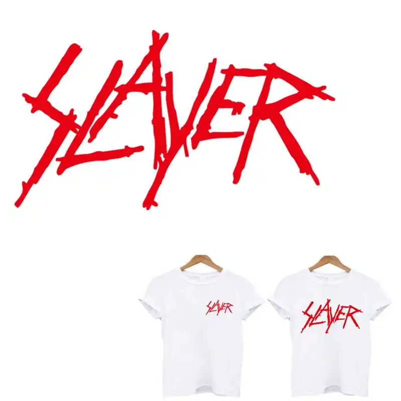 

Slayer iron on patches clothing stickers stripes application of one another patch on clothes thermo sticker applique sticker