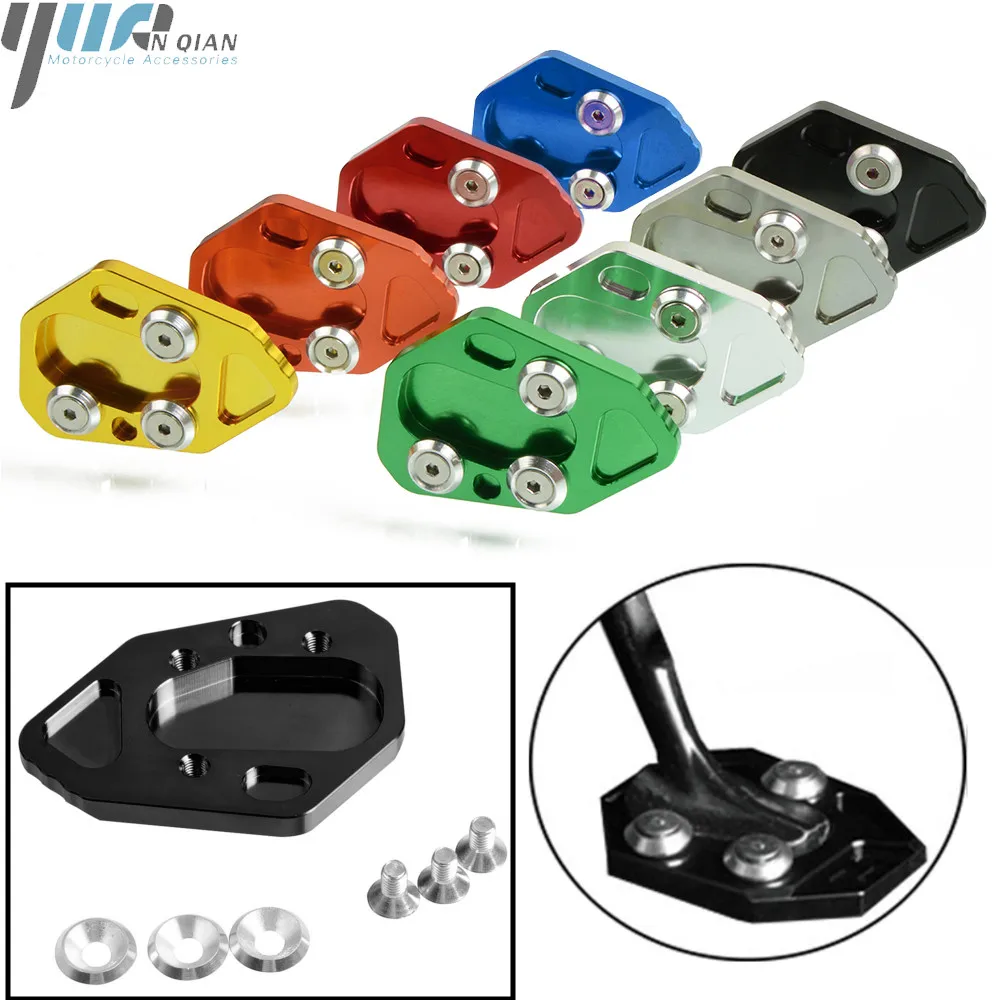 

Moto Accessories Kickstand CNC Enlarge Extension Side Stand Plate Screw Pad for BMW F800R 09-15 HP2 SPORT 08-10 R1200S 06-08
