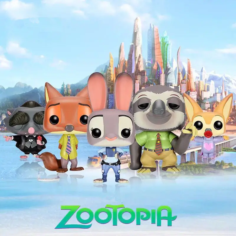 

Funko pop Disney Movie Zootopia & JUDY, NICK, ELE-FINNICK,MR.BIG,FLASH PVC action Figures model toys for Children birthday gift