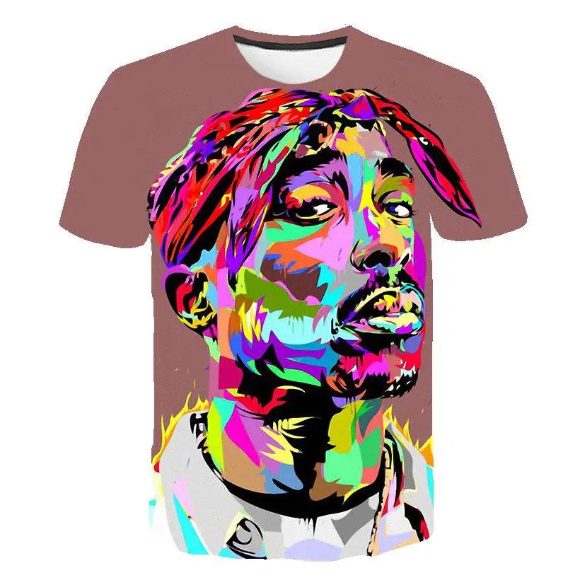 Футболка в стиле хип-хоп для мужчин, новинка, брендовая модная футболка с 3d принтом rapper Tupac 2Pac, летние топы, футболки, тонкая футболка, плюс размер 4XL 5XL