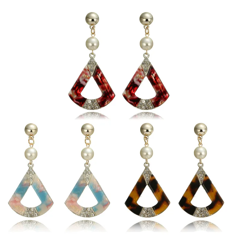 Elegant Crystal Sector Shape Earrings Jewelry Wedding Drop Dangle Earrings Statement Earrings For Valentine
