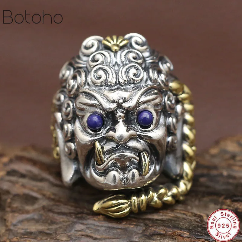 buy 925 Sterling Silver King Kong Open Rings for Men Party Vintage Thai Silver Ring Punk Fashion Jewelry Domineering Open Ended Ring