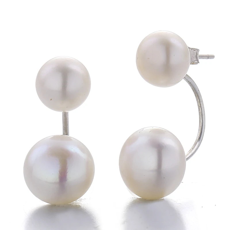 

FLDZ Freshwater pearl stud earrings with stylish back double earring classic female earring