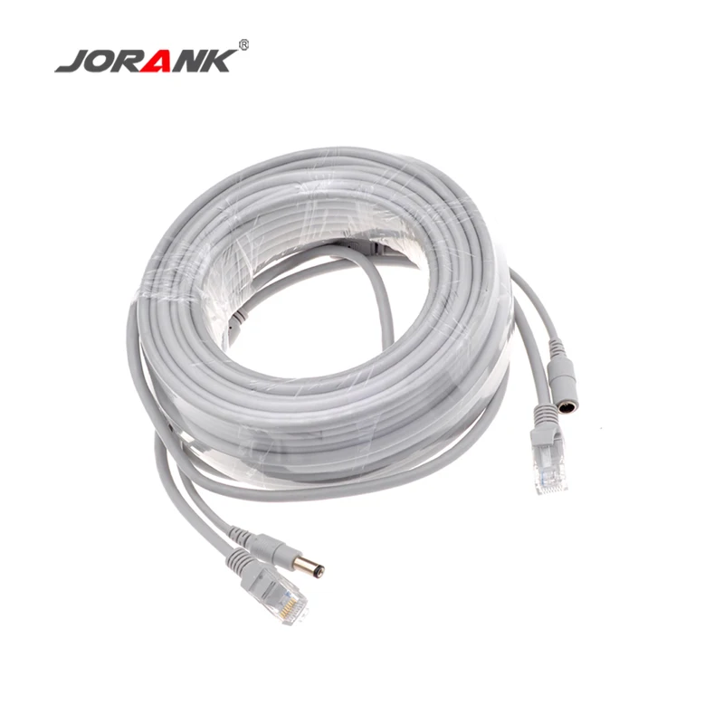 

JORANK 5M/10M/15M/20M/30M Optional Gray CAT5/CAT-5e Ethernet Cable RJ45 + DC Power CCTV Network Lan Cable For System IP Cameras