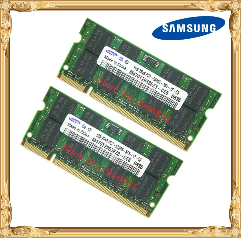 Samsung 2GB 2x1GB PC2-5300 DDR2 667 память ноутбука 1G 200-pin SO-DIMM ram ноутбук