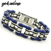 Gokadima Прохладный Bycicle цепи 316L Нержавеющая сталь браслет мужские ювелирные изделия байкер хип-хоп партии в стиле панк-рок подарок 22 см 16 мм