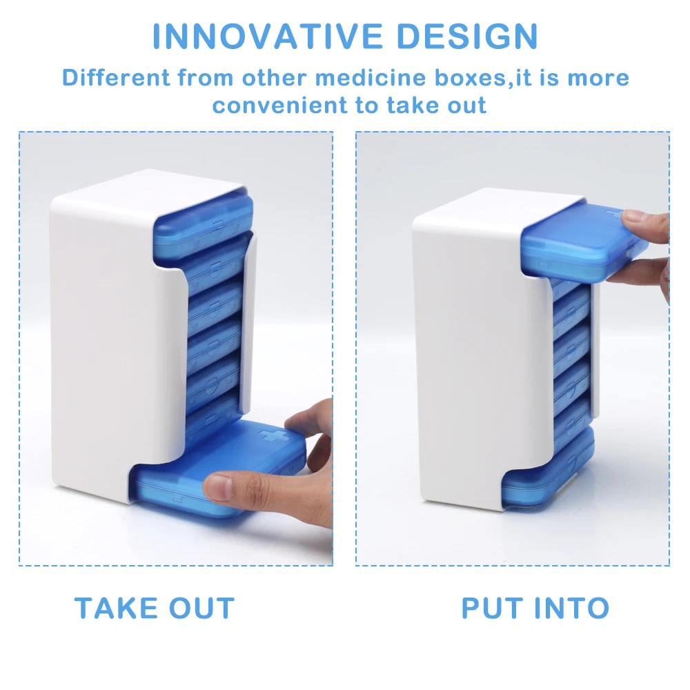 Портативный дорожный Еженедельный органайзер для таблеток на 7 дней, небольшой контейнер для таблеток, 6 сеток, органайзер для таблеток, чехол для таблеток, медицинская коробка