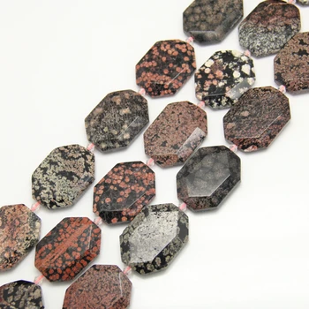

Approx 9pcs Strand Red Snowflake Cut Octagon Shape Slab Charms Necklace,Center Drilled Natural Stones Faceted Slice Loose Beads