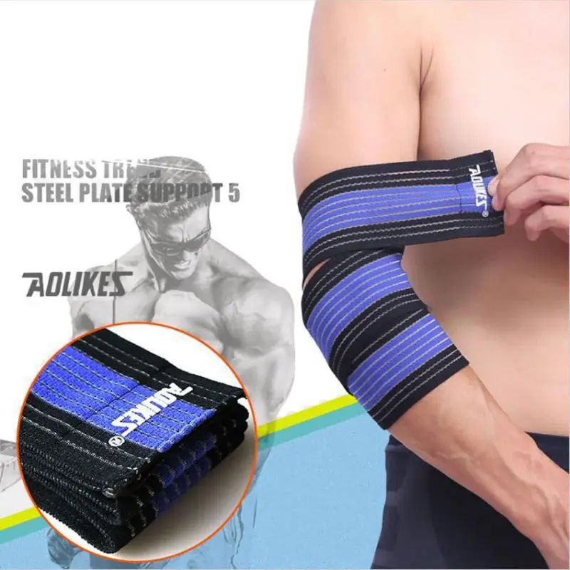 

AOLIKES 7 Colors Elastic Sports Bandage Wrist Knee Support Protection Belt Wrap Brace Band Bandage Elbow Pad Length 70CM 2 Pcs