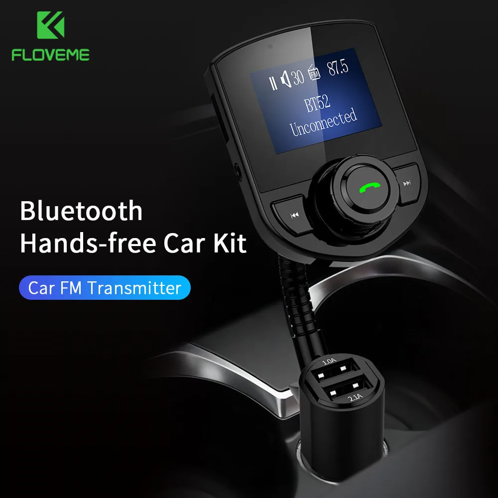 FLOVEME двойной USB быстрая зарядка Автомобильное зарядное устройство MP3 плеер Bluetooth FM