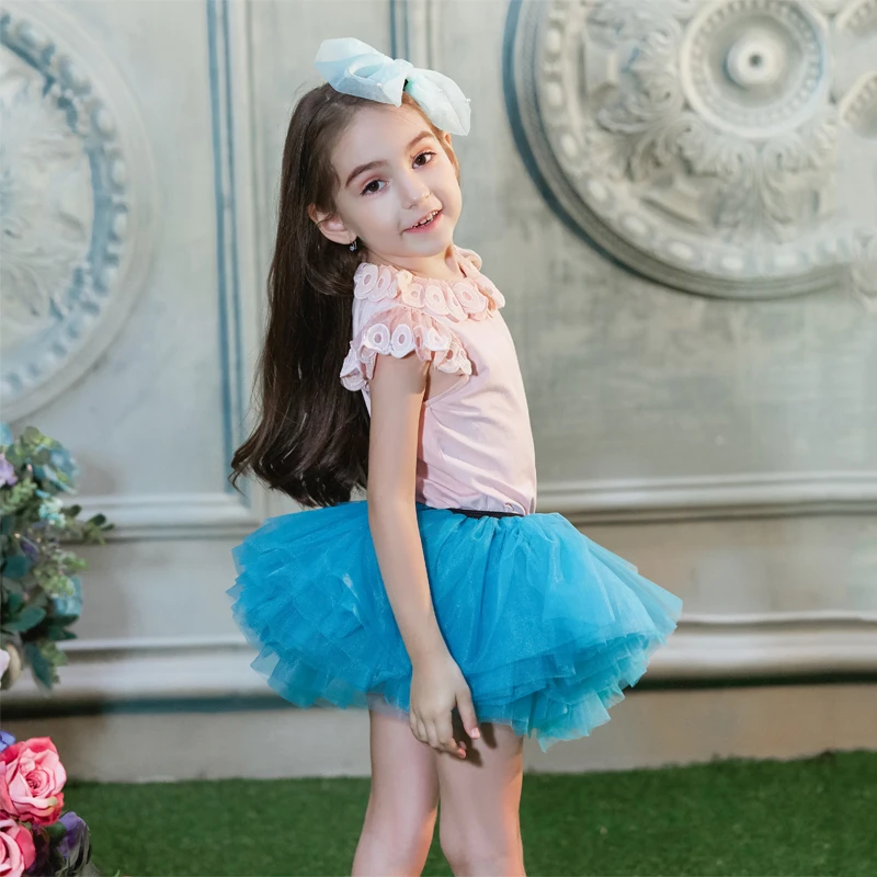 Buenos Ninos Baby Girls Fluffy 8-Layers Ballet Dance Pettiskirt Girl Princess Tulle Skirt With Pompom Puff Balls For 1-6T16
