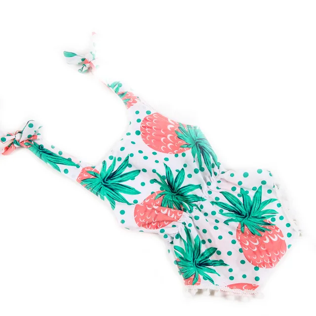 pineapple prints baby romper vintage baby girls playsuit floral printes