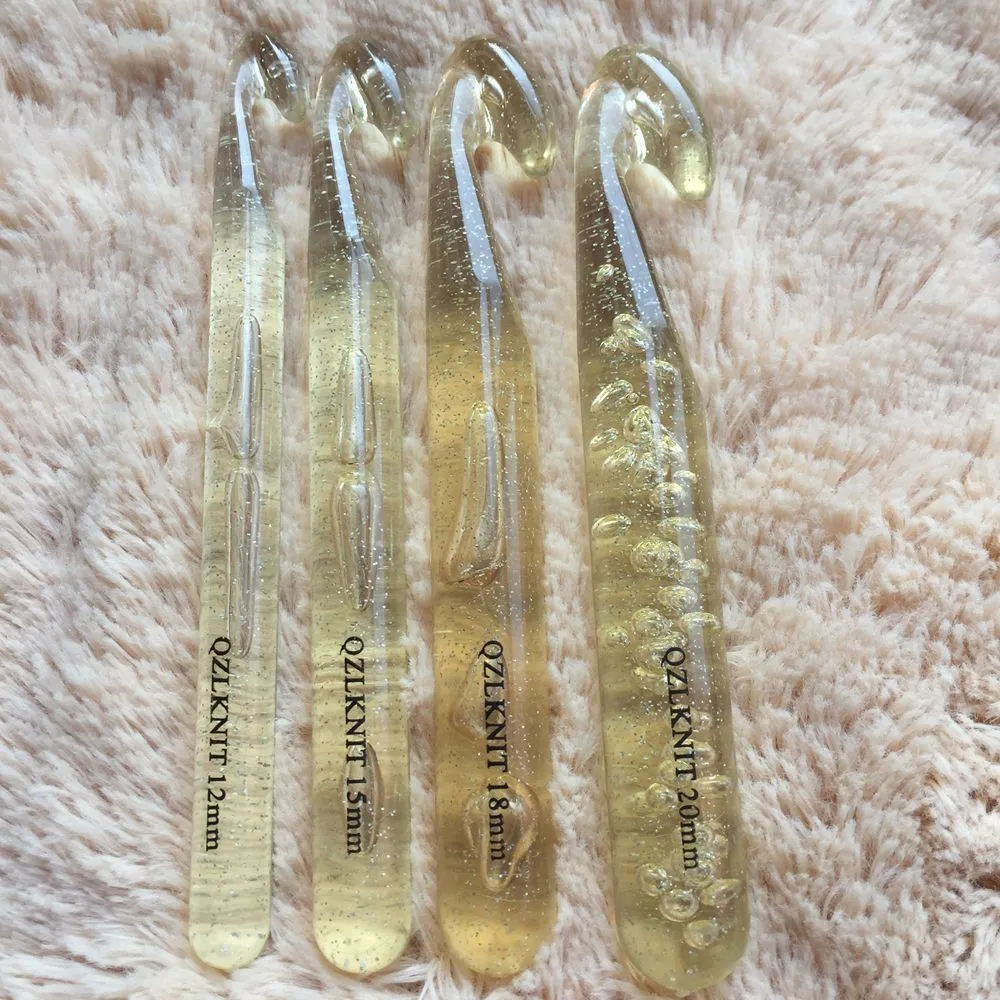 

12mm/15mm/18mm/20mm Large size Smooth Plastic Transparent Craft Crochet Hook Knitting Needles Weave Diy Craft Loom Tools