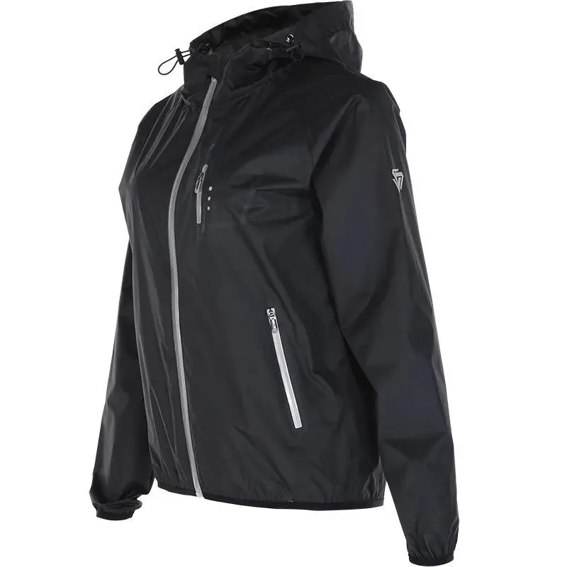 Горячие Пот женщин быстросохнущие спортивные куртки на молнии с длинным рукавом фитнес бег топы обучение с капюшоном пальто спортивная одежда для похудения - Цвет: FBF716301 Black