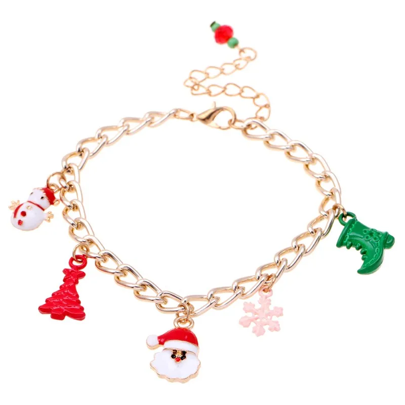

2018 Fashion Christmas Bracelets Hollow Snowflake Bell Sleigh Christmas Jewelry Gift For Women YF2