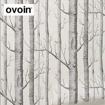 

Black White Birch Tree Wallpaper for Bedroom Modern Design Living Room Wall Paper Roll Rustic Forest Woods Wallpapers Pearly