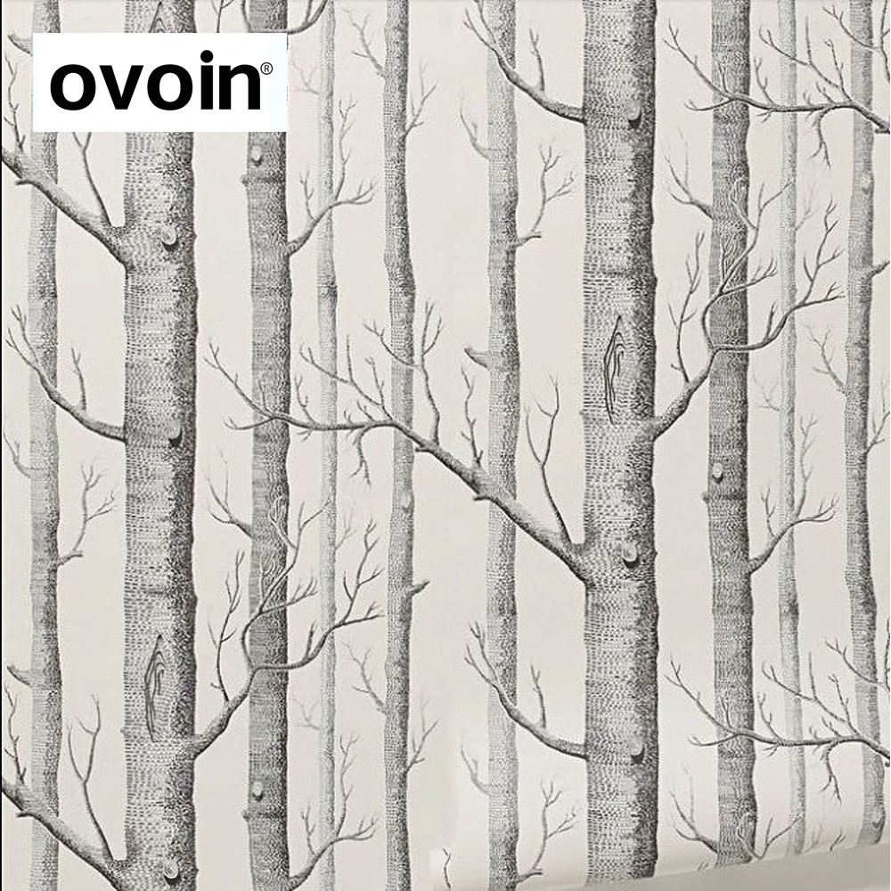 Textured Tree Pattern The Famous Woods Wallpaper Roll Embossed Wall Paper Home Decor Black White WP048