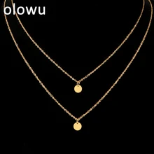 Креативная Мода, Двухслойное ожерелье, изысканная Золотая, круглый слой из нержавеющей стали, ювелирное изделие для женщин, Рождественский подарок