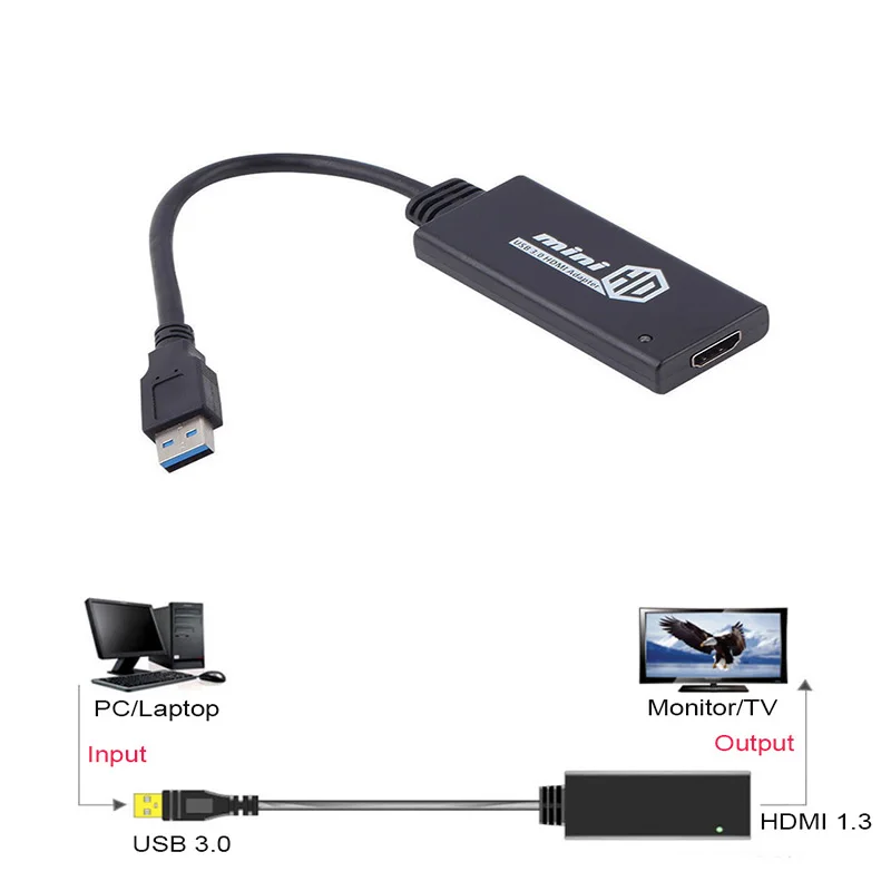 USB 3,0 к HDMI Мужской к женскому HD 1080 P видеокабель, адаптер конвертер мульти дисплей кабель для ПК ноутбук проектор HDTV