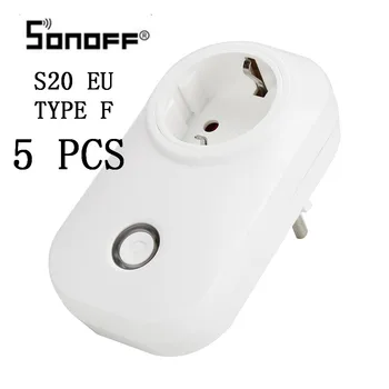 

5PCS Hot Sale SONOFF S20 EU Type F Smart Socket Wifi Wireless APP Remote Socket Timer Switch for Amazon Alexa Google Home HWC