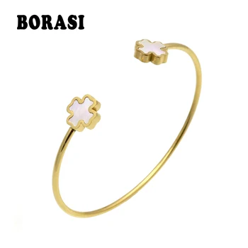 

Best Seller Clover/Heart/Triangle/Star Ope Bangle For Women Gold Color Fine Jewelry Fashion Female Bracelets & Bangles