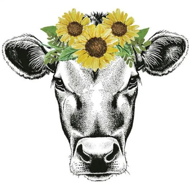 Download T shirt patch 22cm sunflower cow head design pattern logo ...