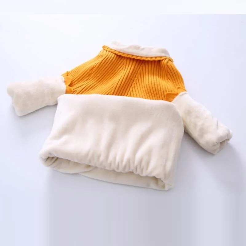 Одежда для детей возрастом от 2 до 12 лет теплый толстый осенне-зимний Однотонный свитер с длинными рукавами для больших девочек вязаные топы, детский пуловер, свитера