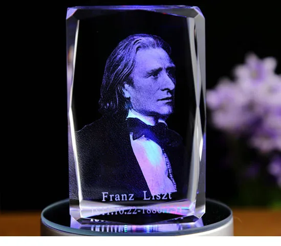 

OFFICE HOME best gift limited edition Decor 3D music master Franz Liszt Crystal Image Decoration