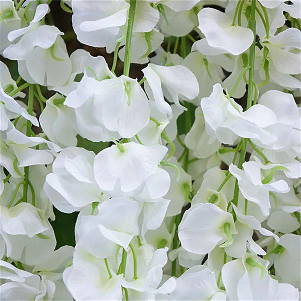 120cm Long Wisteria vine Rattan flowers for Wedding Arch party decoration white Vine Artificial flowers flores Garland Wreath 120cm Long Wisteria vine Rattan flowers for Wedding Arch party decoration white Vine Artificial flowers flores Garland Wreath