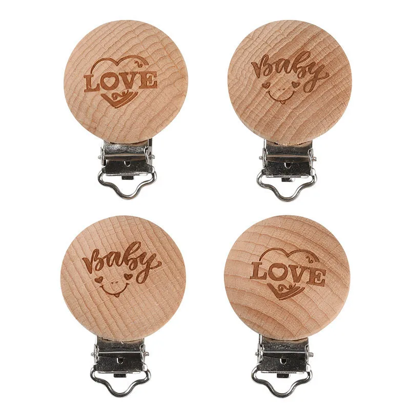 10Pcs New Baby Pacifier Clip For Holders Infant Soother Metal Beech Personalise Engrave Wood Craft Accessories Adapter | Украшения и