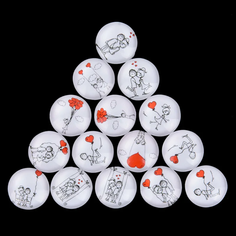 50Pcs/lot Mixed Love Pattern Cabochon Flatback Spacers Dome DIY Jewelry Finding 10mm 12mm NEW