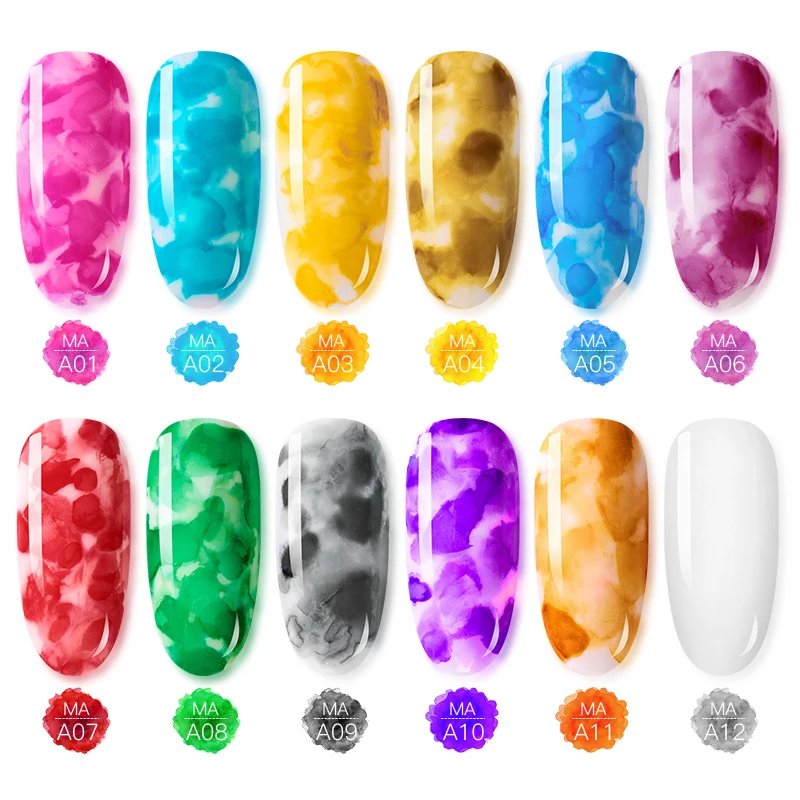 Встречаются по всей акварельные краски Лак для ногтей Цветущий УФ-гель с эффектом дыма палец пузырь лак для творчества украшения ваших ноготков, маникюрный салон