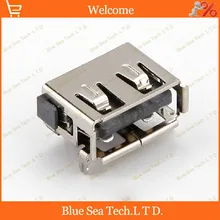 50 шт. USB 2.0 4Pin AF изгиб Контактный USB гнездами/разъем для Рабочего Ноутбука PC/телефон зарядное устройство etc.10mm Короткий разъем USB, Черный