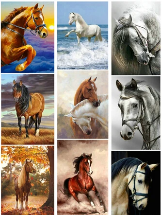 

Full Drill circular Diamond 5D DIY Painting"snow two horse" Embroidery Cross Stitch Rhinestone Painting